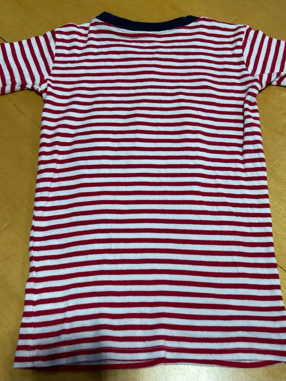 Red & White Striped Kids Tee with Dog Applique